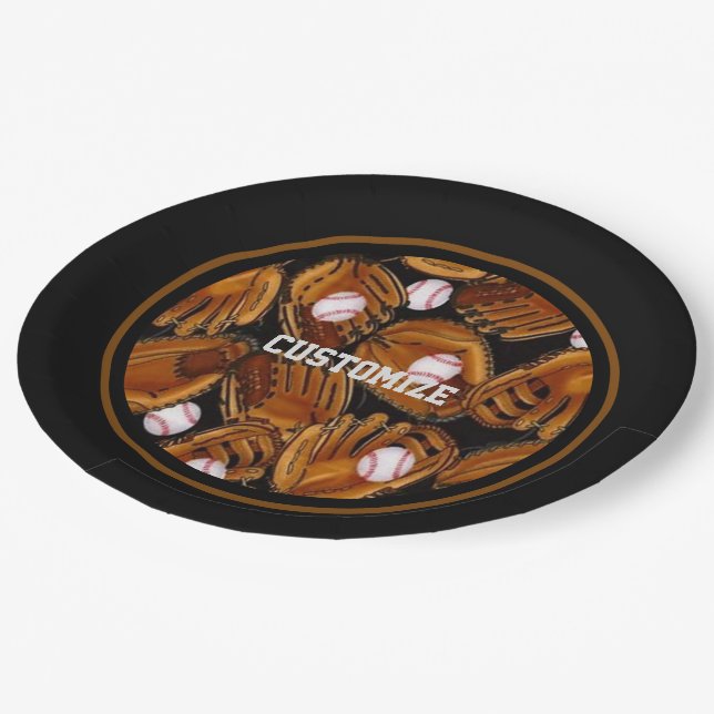Baseball Mitts Pattern Paper Plate (Angled)