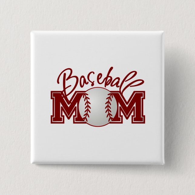 Baseball MOM 15 Cm Square Badge (Front)