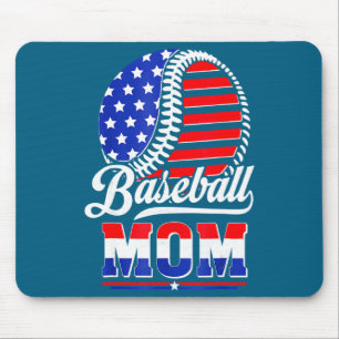 Baseball Mom American Flag Mother Artwork Mouse Mat