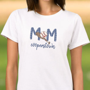 Baseball Mom Cooperstown Navy Geometric Team Moms T-Shirt