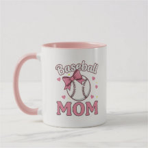Baseball Mom Cute Pink Bow Design