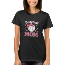 Baseball Mom Cute Pink Bow Design