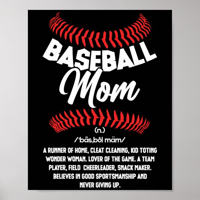 Baseball Mom Definition Sport Softball Poster (Front)