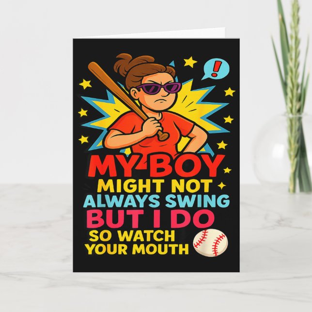 Baseball Mom Funny Quote For Mother's Day Gift  Card (Front)