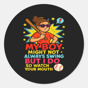 Baseball Mom Funny Quote For Mother's Day Gift Classic Round Sticker