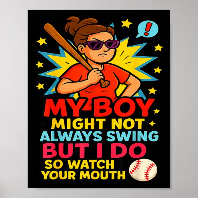 Baseball Mom Funny Quote For Mother's Day Gift  Poster (Front)