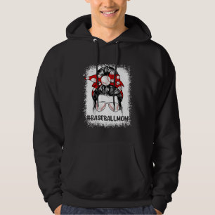 Baseball Mom Glasses Messy Bun Women Cute Mother s Hoodie