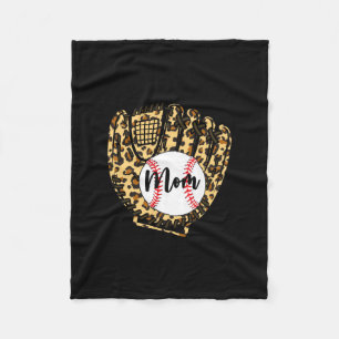Baseball Mom Leopard Softball Mama Mother's Day 20 Fleece Blanket