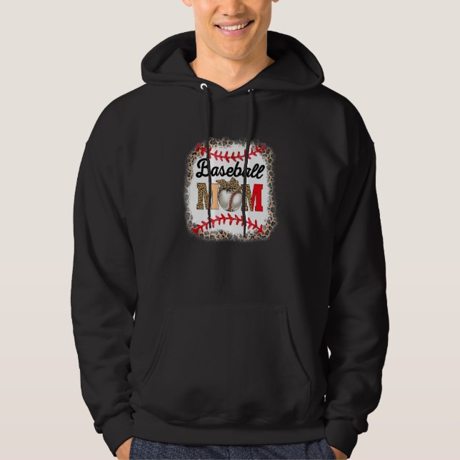 Baseball Mom Leopard  Softball Mom Mother s Day 20 Hoodie (Front)