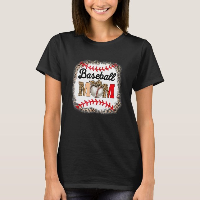 Baseball Mom Leopard  Softball Mom Mother s Day 20 T-Shirt (Front)