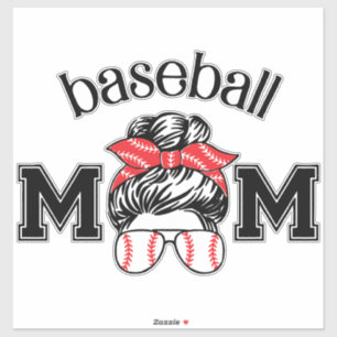 Baseball Mom Sticker – Messy Bun Baseball Glasses