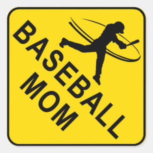 Baseball Mom Yellow Diamond Warning Sticker