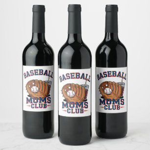 Baseball Moms Club Mother's Day Wine Label