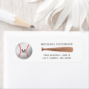 Baseball Monogram Return Address