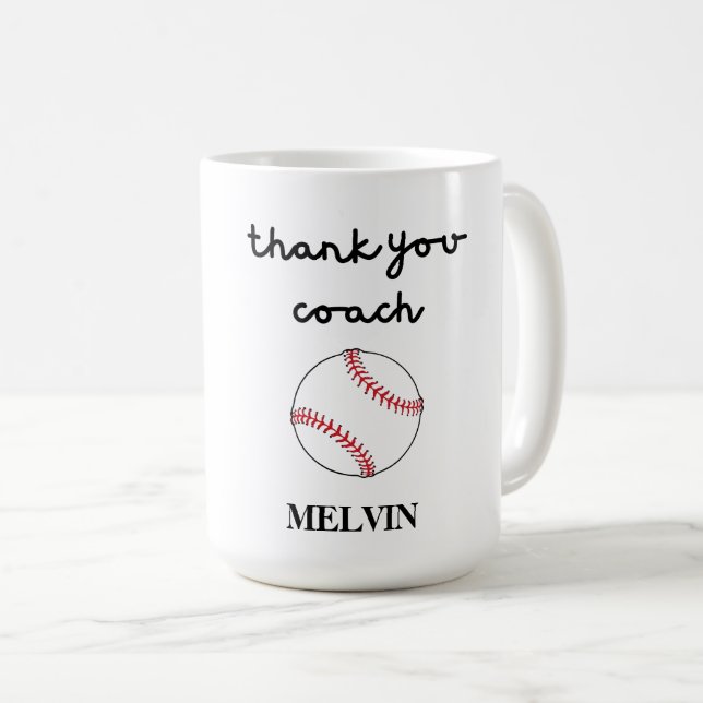 Baseball Mug for Sports Coach, Thank You Gift  (Front Right)