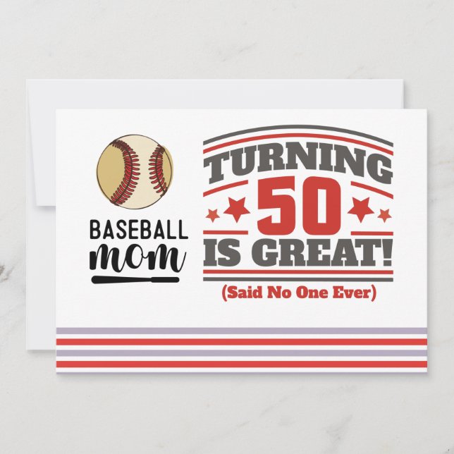 Baseball mum 50th Birthday Save the Date Party  Invitation (Front)