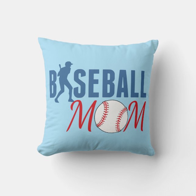 Baseball Mum Blue Cushion (Front)