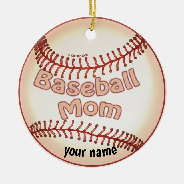 Baseball Mum  Ceramic Tree Decoration (Front)