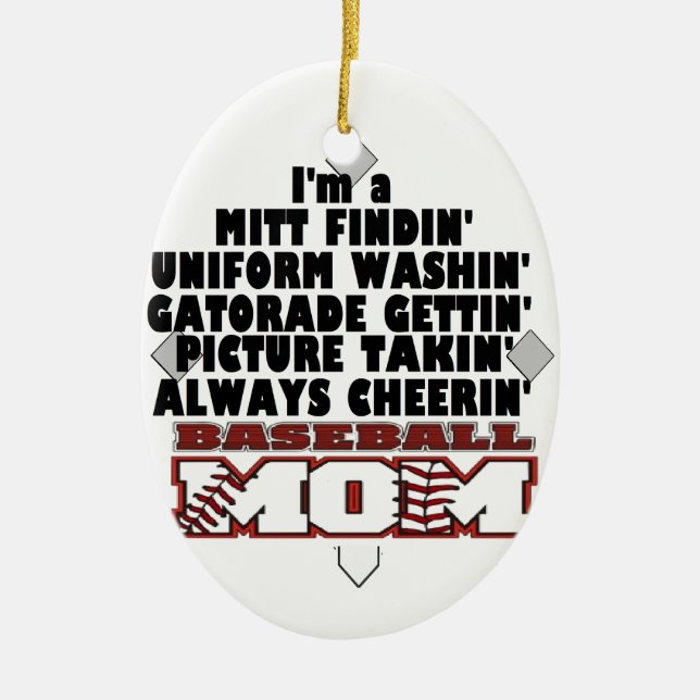 Baseball Mum Ceramic Tree Decoration (Front)