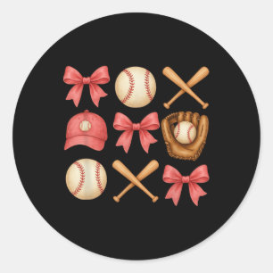 Baseball Mum Coquette Mothers Day Women Girls Base Classic Round Sticker