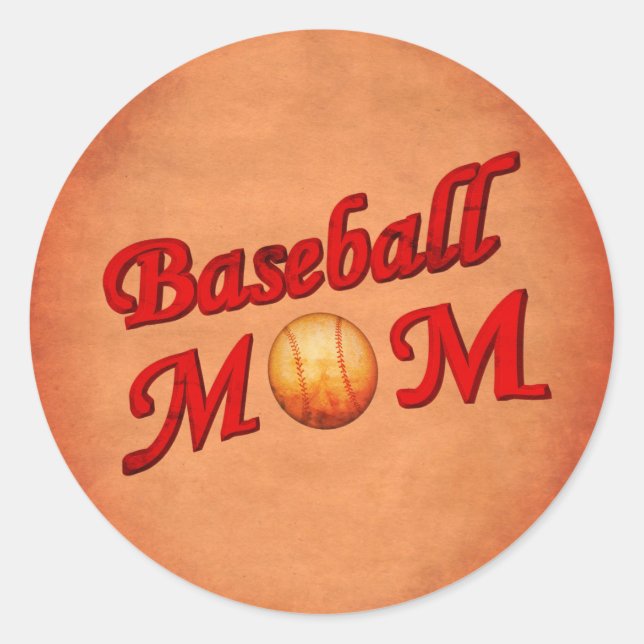 Baseball Mum Cute  Classic Round Sticker (Front)