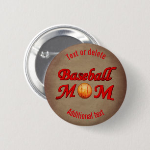 Baseball Mum Cute Personalised 6 Cm Round Badge