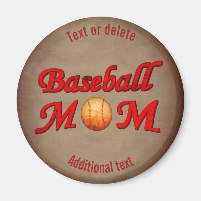 Baseball Mum Cute Personalised Magnet (Front)