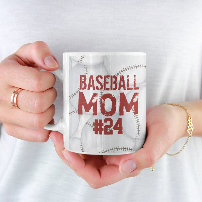 Baseball Mum Cute Sports Personalised Number Coffee Mug (Creator Uploaded)