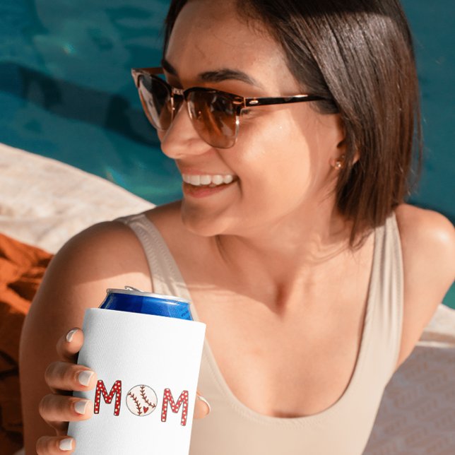Baseball Mum Cute Trendy Sports Mum Can Cooler (Creator Uploaded)