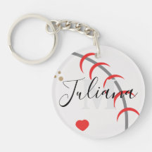 Baseball Mum Dad Grandfather Monogrammed  Keychain