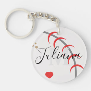 Baseball Mum Dad Grandfather Monogrammed  Keychain