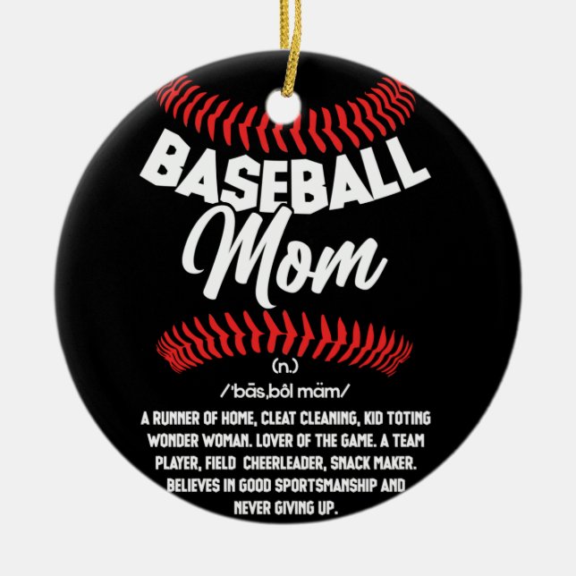 Baseball Mum Definition Sport Softball Ceramic Tree Decoration (Front)