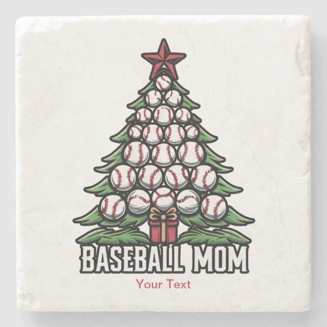 Baseball Mum For Christmas Stone Coaster (Front)