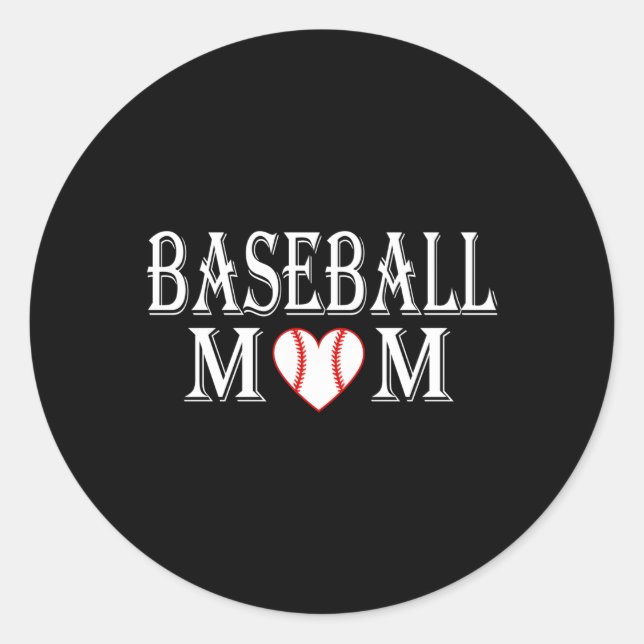 Baseball Mum For Sport Moms Classic Round Sticker (Front)