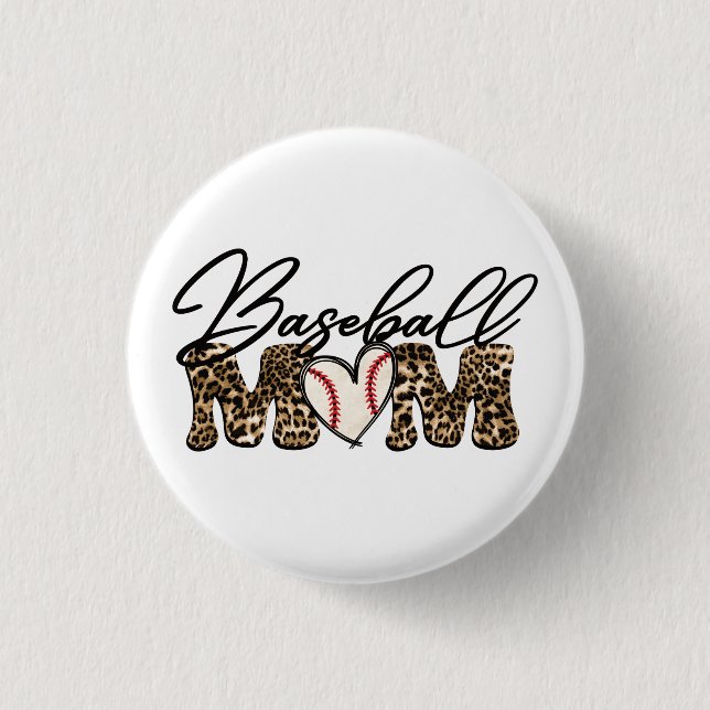 Baseball Mum Leopard Design Keychain 3 Cm Round Badge (Front)
