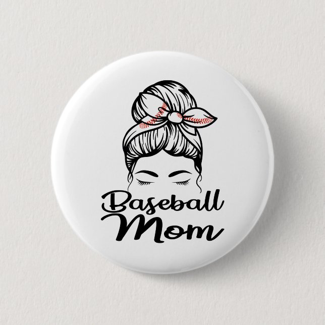 Baseball Mum Leopard Funny Softball Mum 6 Cm Round Badge (Front)