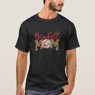 Baseball Mum Leopard Funny Softball Mum Mother's D T-Shirt