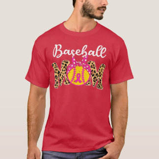 Baseball Mum Leopard Game Day Breast Cancer Awaren T-Shirt