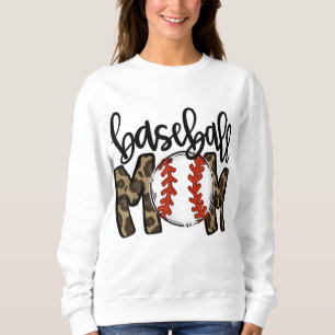 Baseball Mum Leopard Game Day Vibes T - ball Mum M Sweatshirt