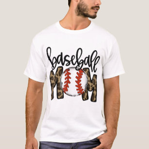 Baseball Mum Leopard Game Day Vibes T - ball Mum M T-Shirt