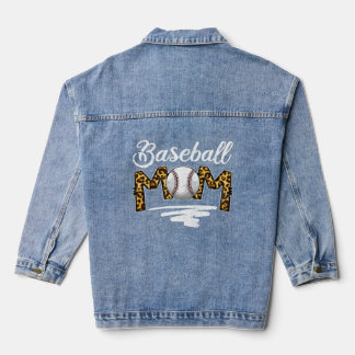 Baseball Mum Leopard Mother s Day Mum Life Best Mo Denim Jacket