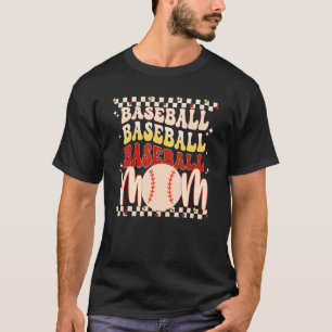 Baseball Mum Leopard Retro Groovy Game Day Sport T-Shirt