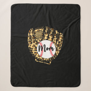 Baseball Mum Leopard Softball Mama Mother's Day 20 Sherpa Blanket