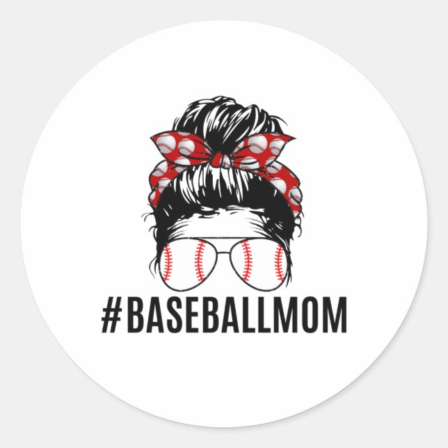 Baseball Mum Life Classic Round Sticker (Front)