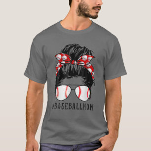 Baseball Mum Messy Bun Proud Mama Baseball Scarf S T-Shirt