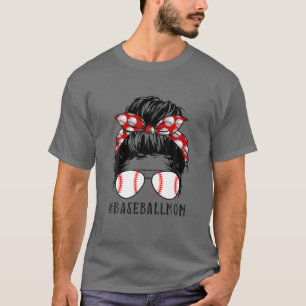 Baseball Mum Messy Bun Proud Mama Baseball Scarf S T-Shirt
