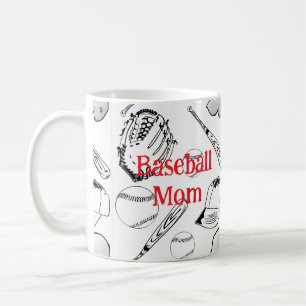 Baseball Mum Pattern Classic Mug, 11 oz Coffee Mug