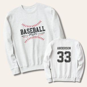 Baseball Mum Personalised Back Baseball Stitching Sweatshirt