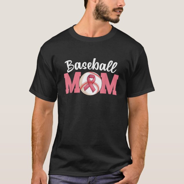 Baseball Mum Pink Ribbon Breast Cancer Awareness F T-Shirt (Front)