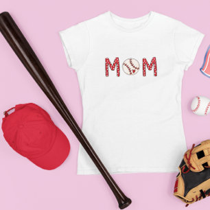 Baseball Mum Red Polka Dot Baseball Heart T-Shirt